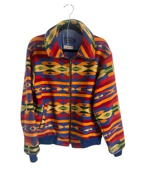 Vintage 1960s Pendleton Colorful Aztec Print Jacket, size medium